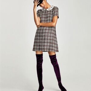 Zara Red and White Plaid Midi Dress